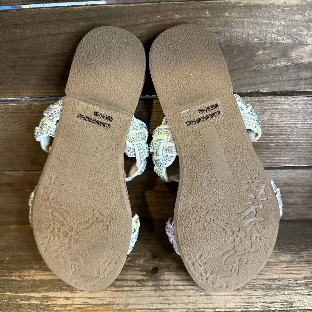 Girls DV Dolce Vita Cristal Pastel Double Strap Braided Slip On Sandals Size 1 Y